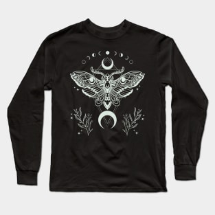 Luna Moth Skull Moon Phases Long Sleeve T-Shirt